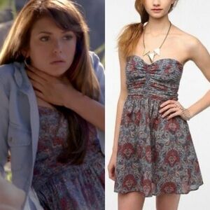 Band of Gypsies Strapless Dress in Blue and Red